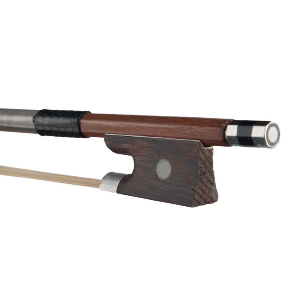 4/4 Violin Bow Rosewood Bowstick Ebony Frog Sheep Leather Wrap with Mongolia Horse Hair Strings Accessories