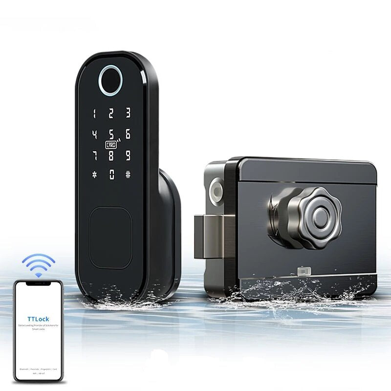 Fingerprint Door Lock Bluetooth Passcode Rfid Card Keyless Waterproof Electronic Lock Work with TT Lock APP
