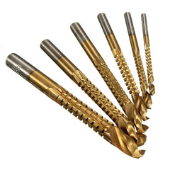 6Pcs Titanium Coated Twist Drill Bits Wood Metal Plastic Cutting Saw Bit Set