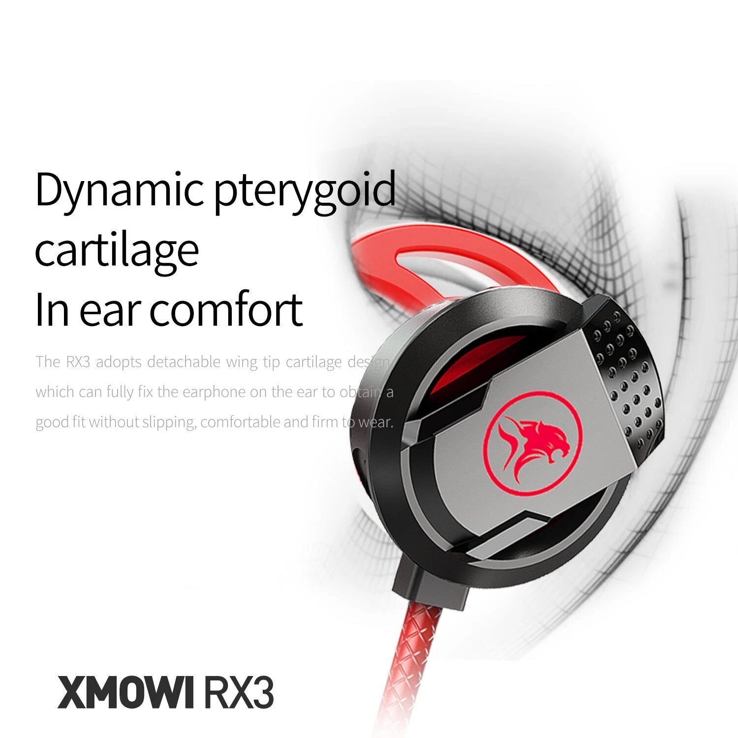 In-Ear Gaming Headset Dual Microphone Super Bass Headphone Active Noise Reduction with Detachable HD Long-Microphone