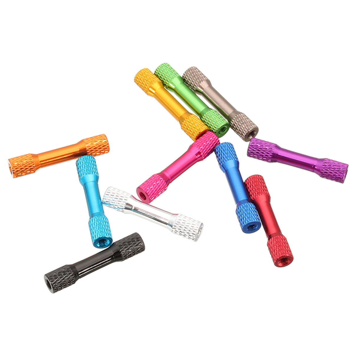 10Pcs M3 15mm Knurled Standoff Aluminum Alloy Multicolor