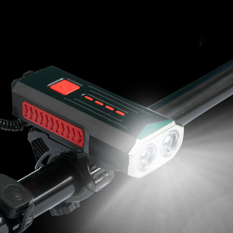 Bicycle Headlight Super Bright 3 Modes USB Rechargeable Bike Front Light with 120dB Horn Bell Power Bank