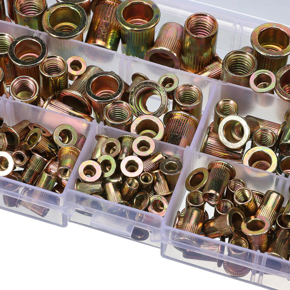 175Pcs Mixed Zinc Plated Threaded Rivnuts Blindnuts Nutserts M3-M10 Insert Rivet Nut Assortment Kit