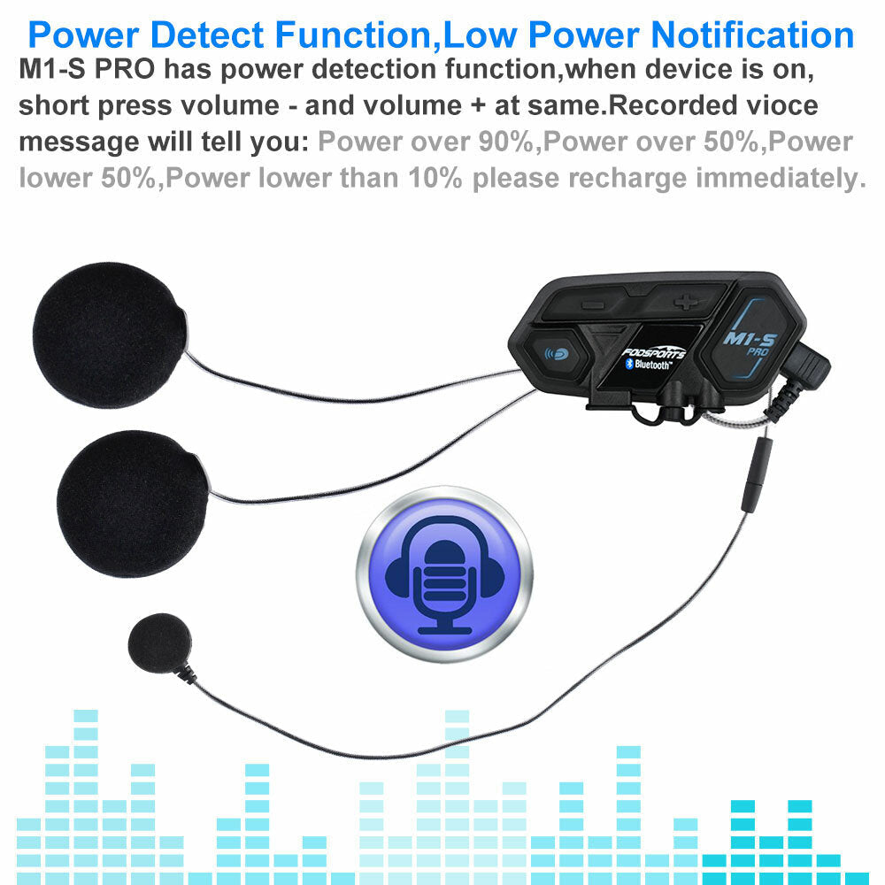 Single Fodsports -S Pro Motorcycle Helmet Intercom Bluetooth Helmet Headsets 8 Rider 2000M Group Interphone