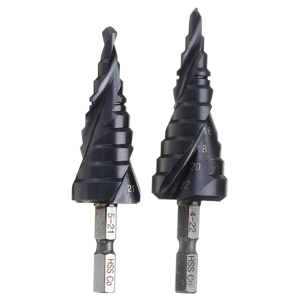 HRC89 M35 Cobalt Step Drill Bit 4-22mm/5-21mm TiAlN Coated Step Drill 1/4 Inch Hex Shank