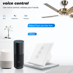 Touch WiFi Ceiling Fan Switch EU/US Remote Timer Speed Wall Glass APP Control Work with Alexa Google Home
