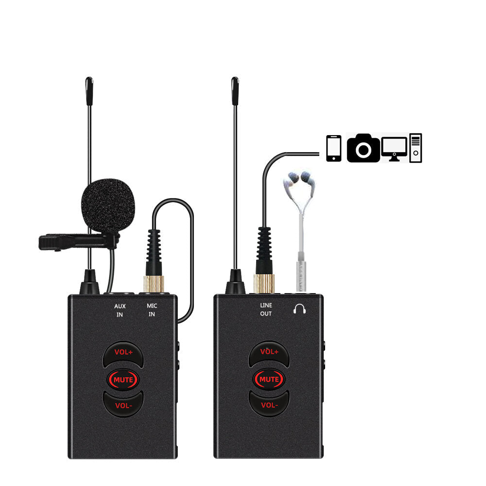 Professional UHF Wireless Frquency Lavalier Microphone for Audio Vlog Recording Intervierw Teaching
