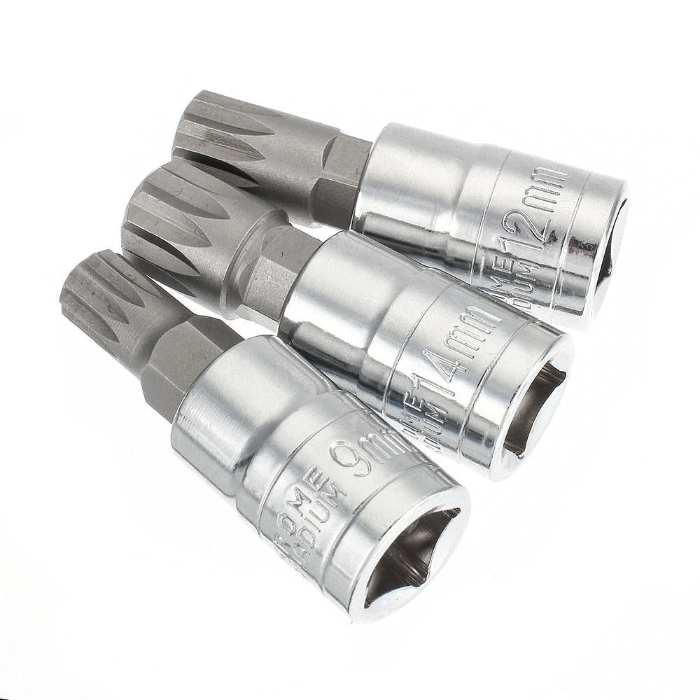 10pcs Red/Blue XZN12 Point Tamper Proof Socket Adapter Set Triple Square Spline Bit Socket