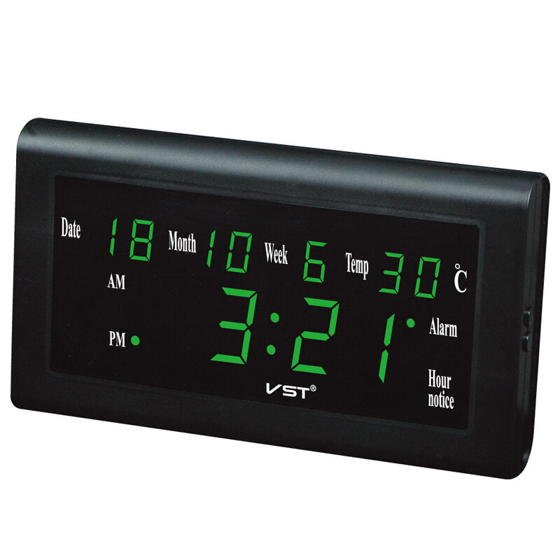 12/24 Hours Desktop Clock Big Number Lcd Display Temperature Date Week Month Table Clock