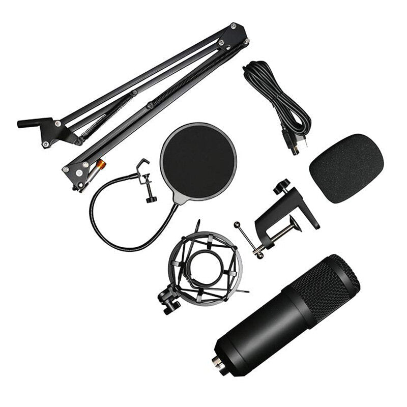 Professional 192KHz/24Bit HD Free Drive USB Condenser Microphone Kit with Stand Mount