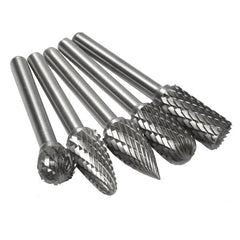 5pcs 6mm Shank Tungsten Carbide Burrs 12mm Head Rotary Cutter Engraving Bits Set