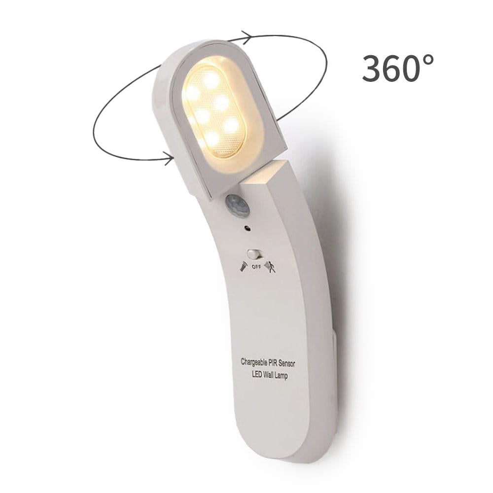 USB Charging PIR Induction Wall Lamp 3000K/6500K 360 Rotation LED Night Light Human Body Induction Bedside Lamp