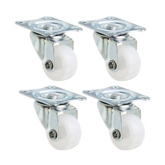 4pcs 1 Inch White PP Plastic Furniture Foot Wheel Flat Moving Universal Wheels