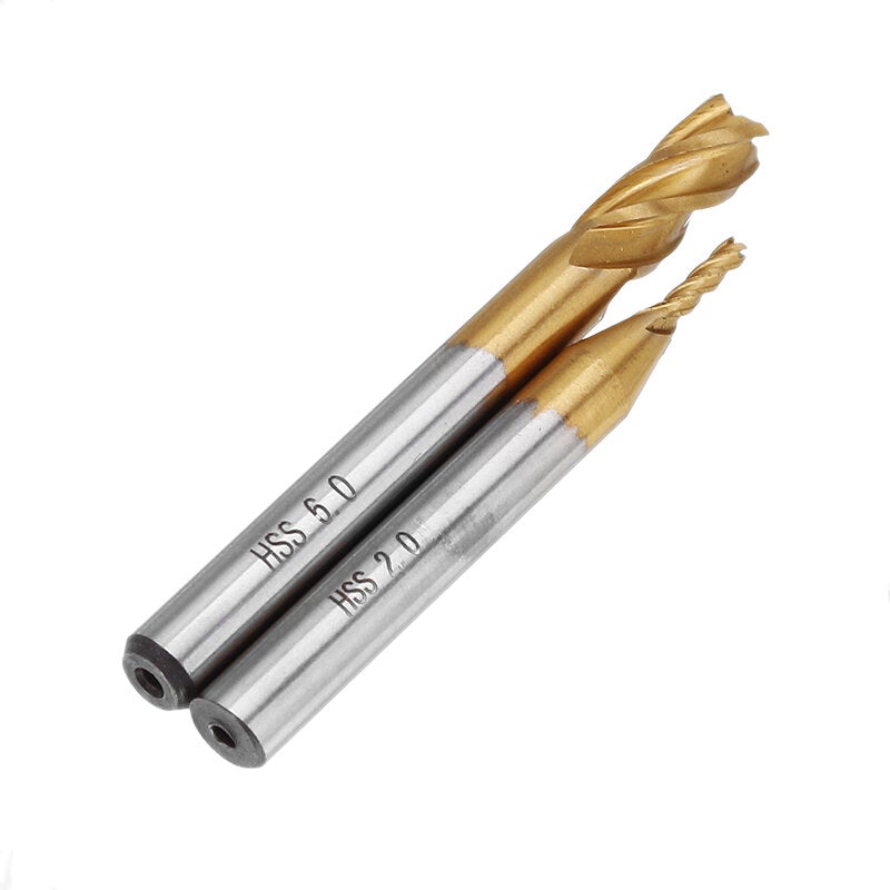 6pcs 2-6mm Titanium Coating HSS 4 Flute End Mill Cutter 6mm Shank CNC Drill Bit Set