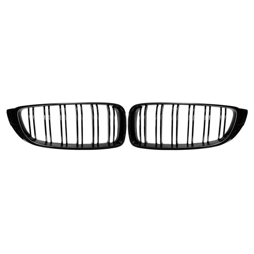Pair Front Kidney Sport Grills Grille Glossy Black Double Line For BMW F32/F33/F36 4-Series