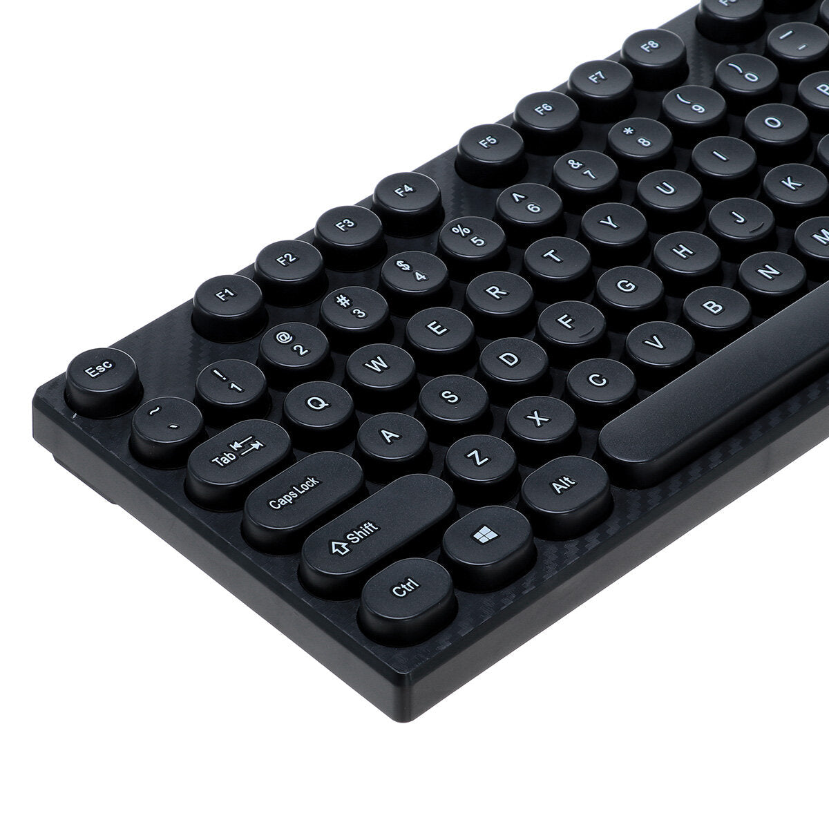104 Keys Computer Keyboard USB Wired Punk Round Keycaps Mechanical Feeling Gaming Keyboard