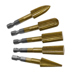 5pcs 6.3mm Hex Shank HSS wood working Rotary File Electric Grinding Head For Wood Carving Peeling