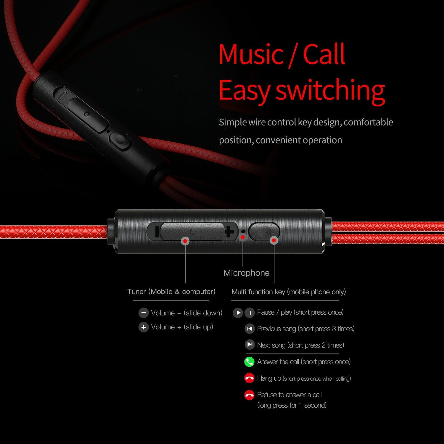 Wired 3.5mm Gaming Earphone With Microphone In Ear Bass Headphone Earbuds Noise Reduction Headset With Microphone