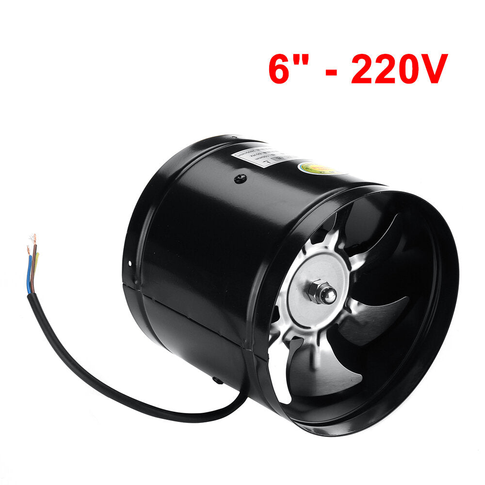 6'' Metal Inline Duct Booster Air Cooling Vent 7 Blades Exhaust Blower