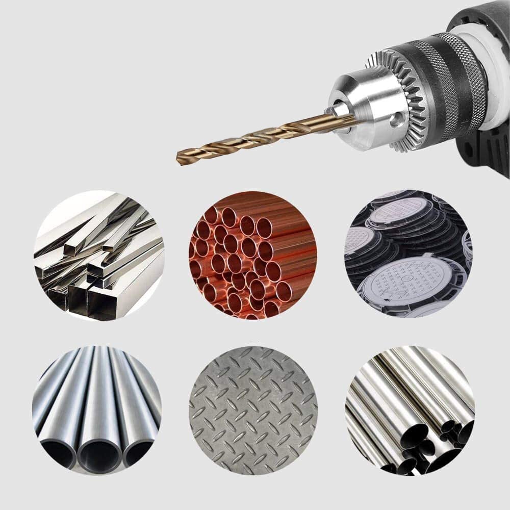 M35 Cobalt Drill Bit Set HSS-Co Jobber Length Twist Drill Bits with Metal Case for Wood Metal Drilling