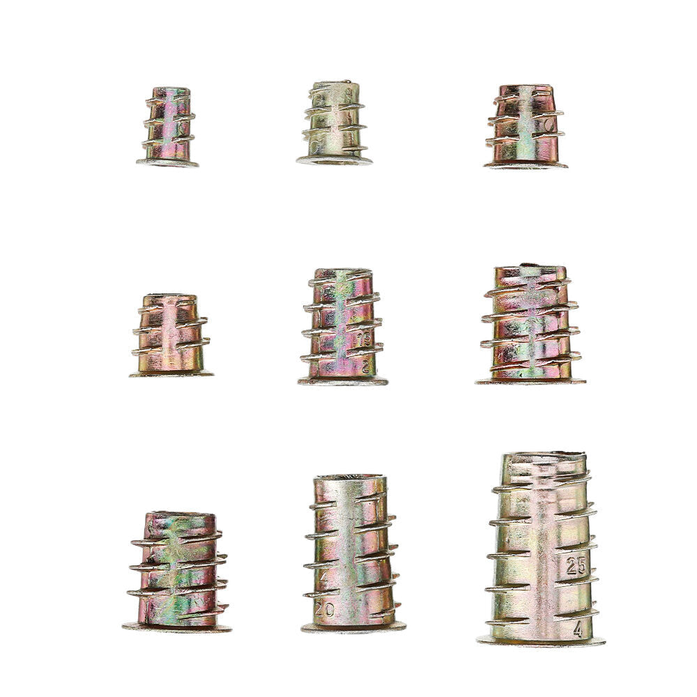 130Pcs M4-M10 Zinc Alloy Furniture Hex Drive Head Nuts Threaded Insert Nut Assortment Set