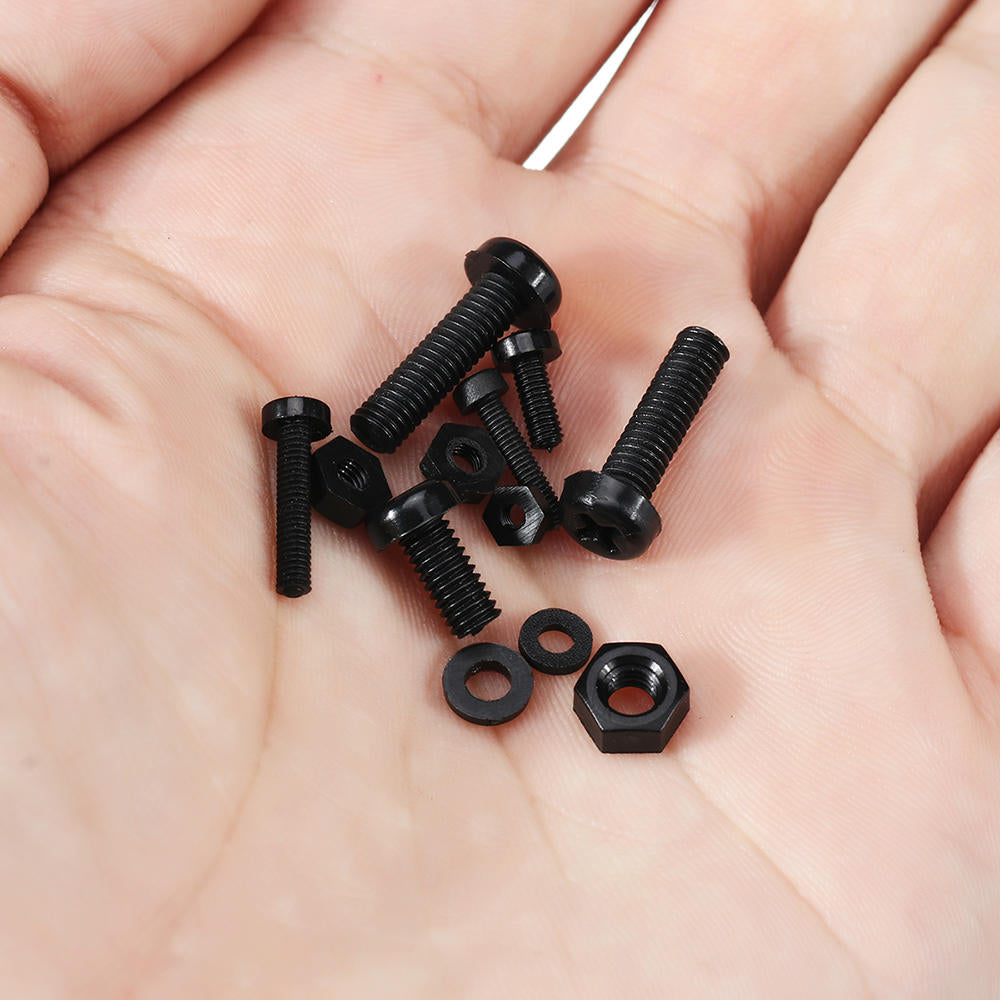 270Pcs White/Black M2-M5 Plastic Nylon Phillips Screw Round Head Hex Nut Assortment Kits