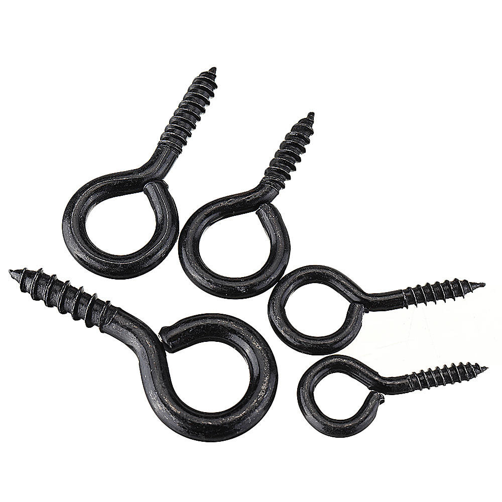 44Pcs Screw Eyes Zinc Plated Self Tapping Thread Eye Bolt Ring Hooks With Expansion Pipe Black
