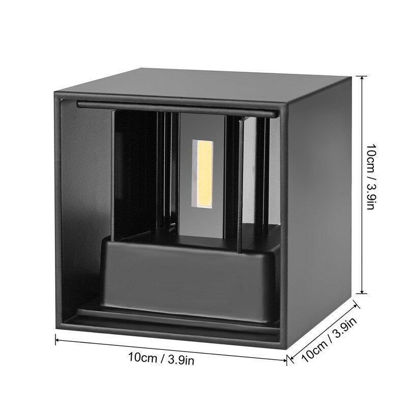 AC 220V Waterproof 7W Aluminum Cube COB LED Wall Lamp Light Modern Home Lighting