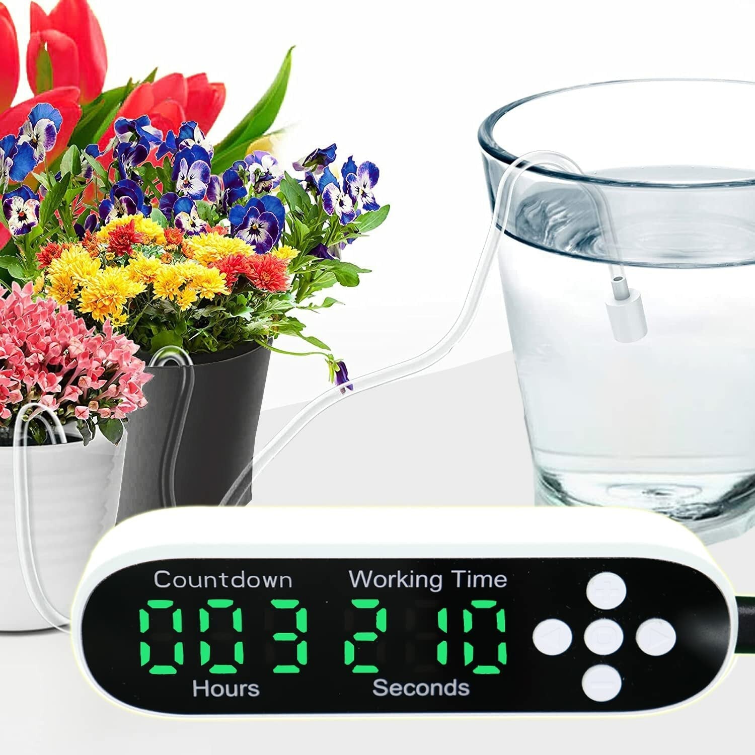 Smart Automatic Plant Waterer Drip Irrigation System with 40-Day Programmable Timer LED Display USB Power Timed Watering Device