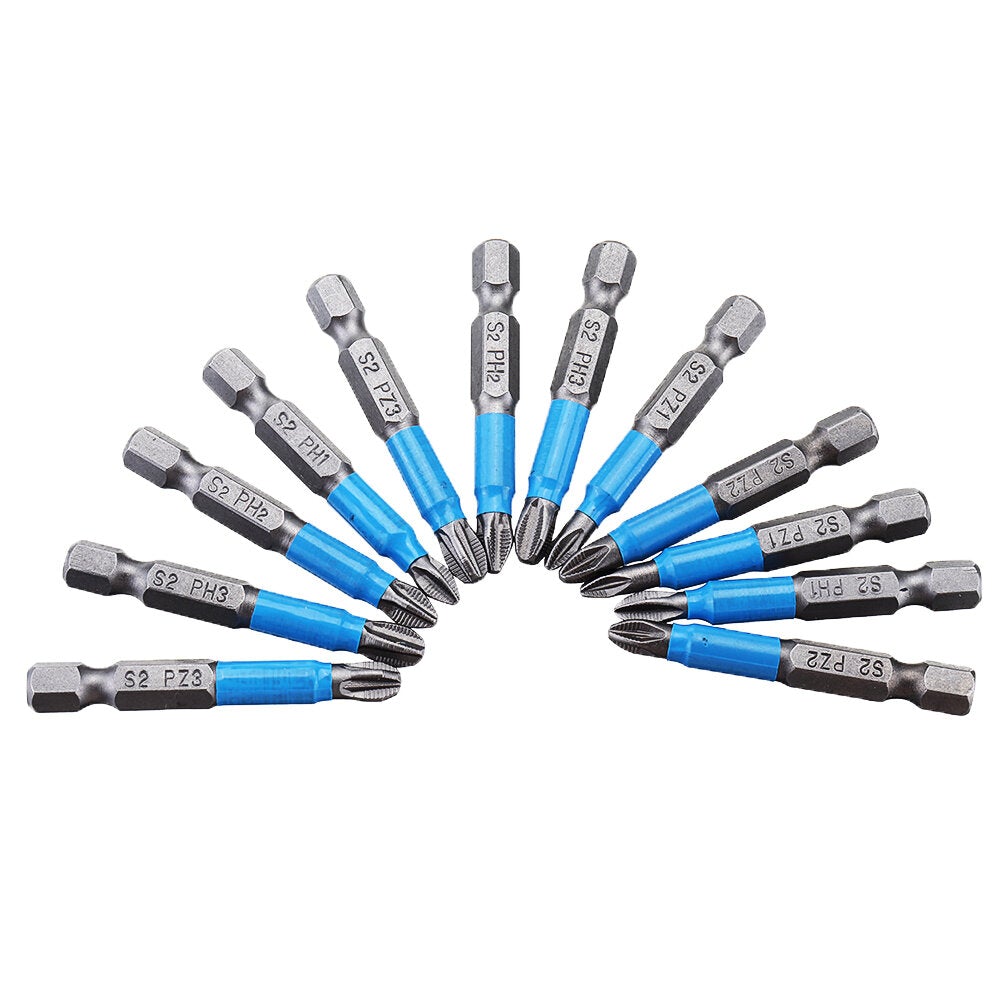 12pcs Screwdriver Bit 1/4 Inch Hex Shank Anti Slip PH2 Phillips Magnetic Impact Screwdriver Bits