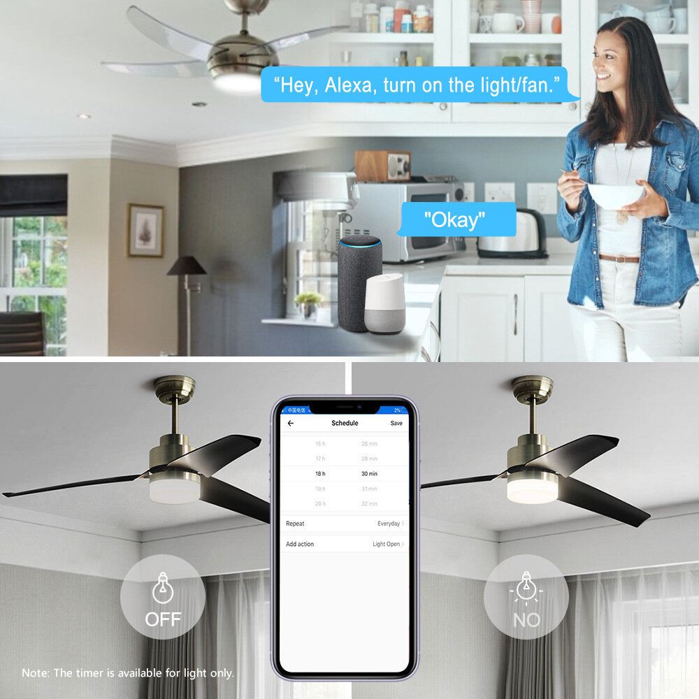 WiFi Fan Ceiling Light Driver Controller With Alexa Google Home 433MHz