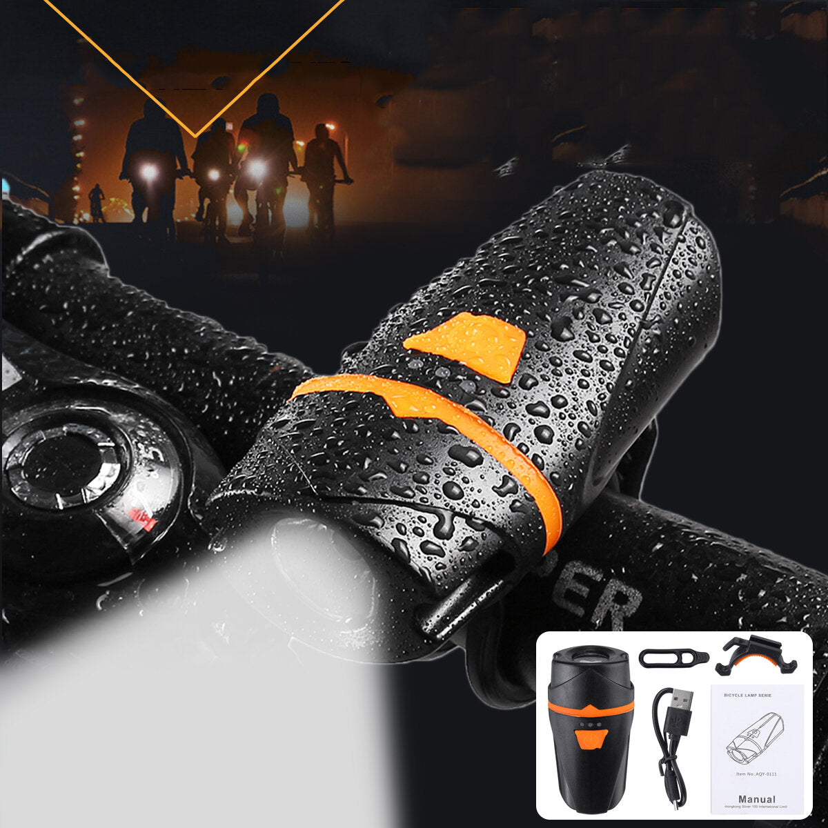 800Lm 1200mAh Aluminum Alloy Waterproof Shockproof USB Charging Bike Headlight USB Charging Light
