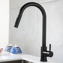 Kitchen Touch Sensor Stainless Steel Faucet Dish Basin Pull-Out Rotary Household Hot And Cold