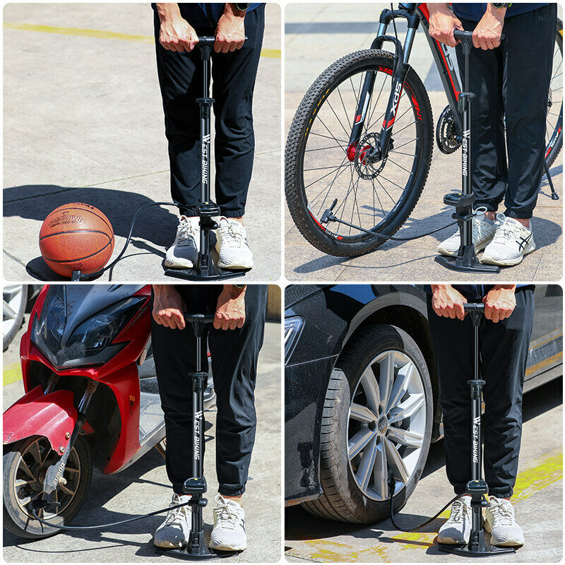 145PSI Air Pressure Bicycle Pump Digital Electronic Screen Air Pressure Gauge Multifunctional Nozzle Outdoor Bike Basketball Pump