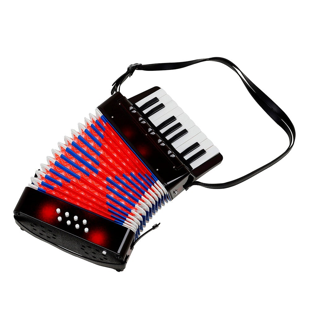 17 Key 8 Bass Accordion Musical Instrument Accordion Beginner Adult Musical Instrument Deep coffee+Red Dot Pattern Keyboard Musical Instrument Gift