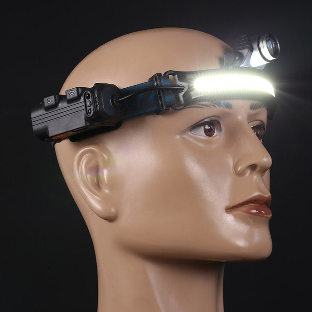Smart Sensor Headlight XPG+COB 6 Modes Type-C Charging 2000mAh Battery Flashlight Head Torch