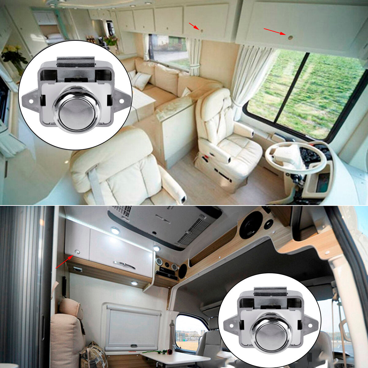 1/10PCS Push Button Catch Lock Drawer Cupboard Door Knob For Camper Van Caravan RV