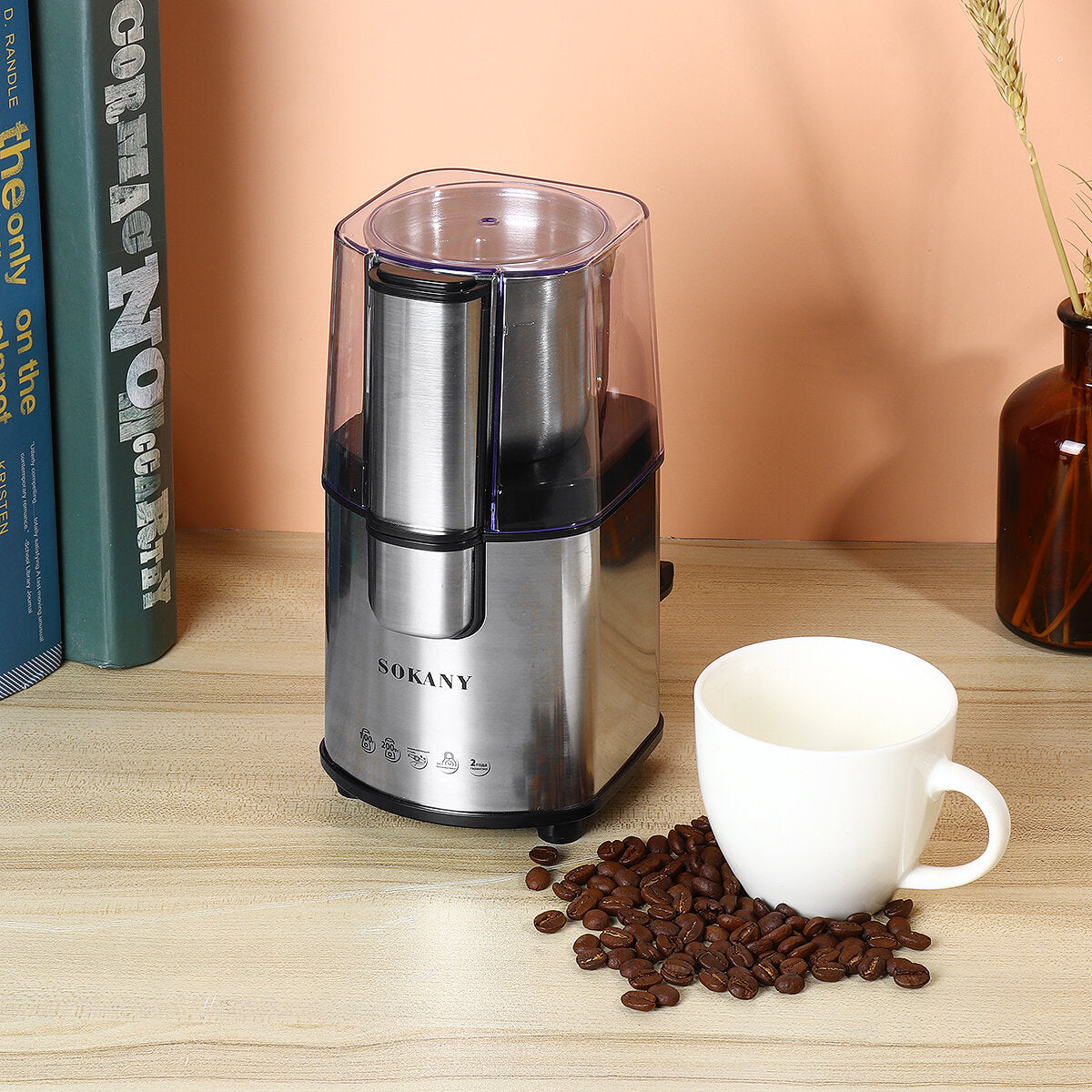Electric Coffee Grinder Maker Beans Mill Herbs Nuts Spice Grinding Milling 200W