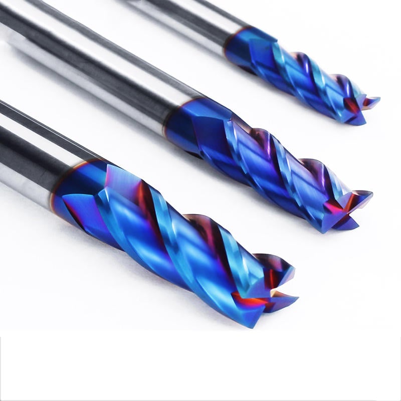 9pcs 1-10mm 4 Flutes Tungsten Carbide Milling Cutter HRC65 Blue NACO Coated Milling Cutter CNC Tool