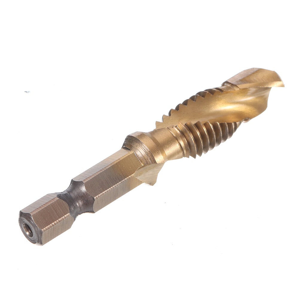 6Pcs M3-M10 Combination Drill Tap Bit HSS Titanium Coated Deburr Countersink Bits with Aotumatic Center Punch