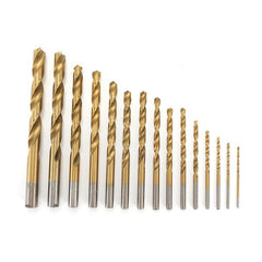 15pcs 1.5-10mm Twist Drill Bits Titanium Coated HSS Twist Drill