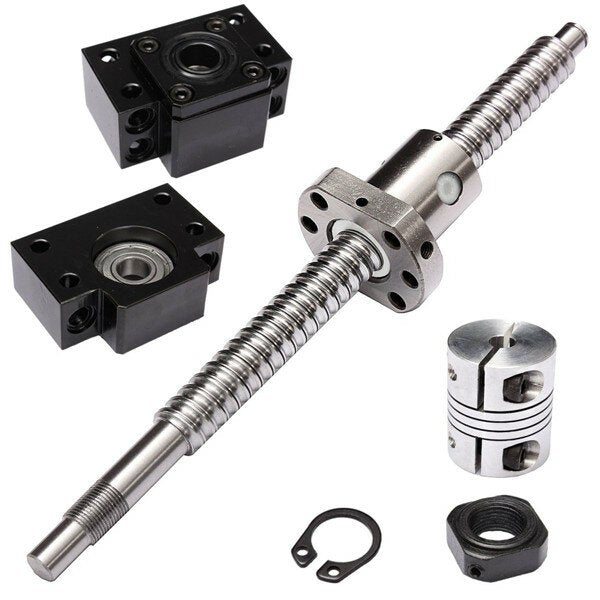 Ball Screw Length 250mm with 1 Set BK/BF12 Supports and 6.35mm x 10mm Coupler for CNC