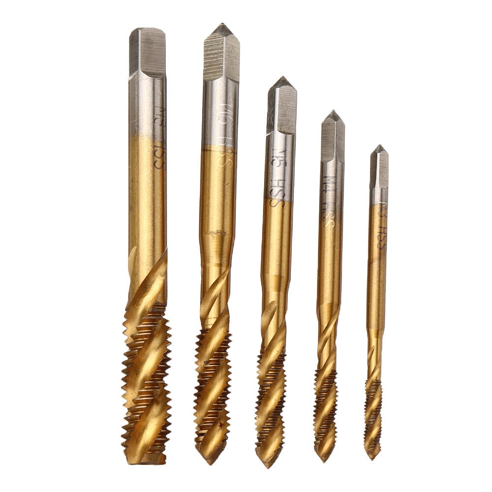 M3-M12 Hand Spanner with 5pcs Titanium Coated M3-M8 Spiral Screw Tap Set