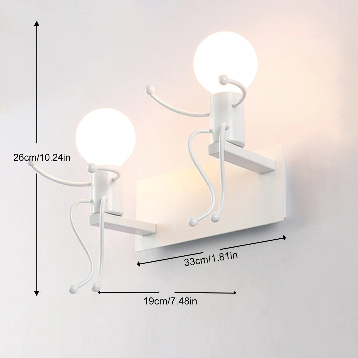 Creative Funny Double Cartoon Robot Iron Led Wall Lamp Wall Light