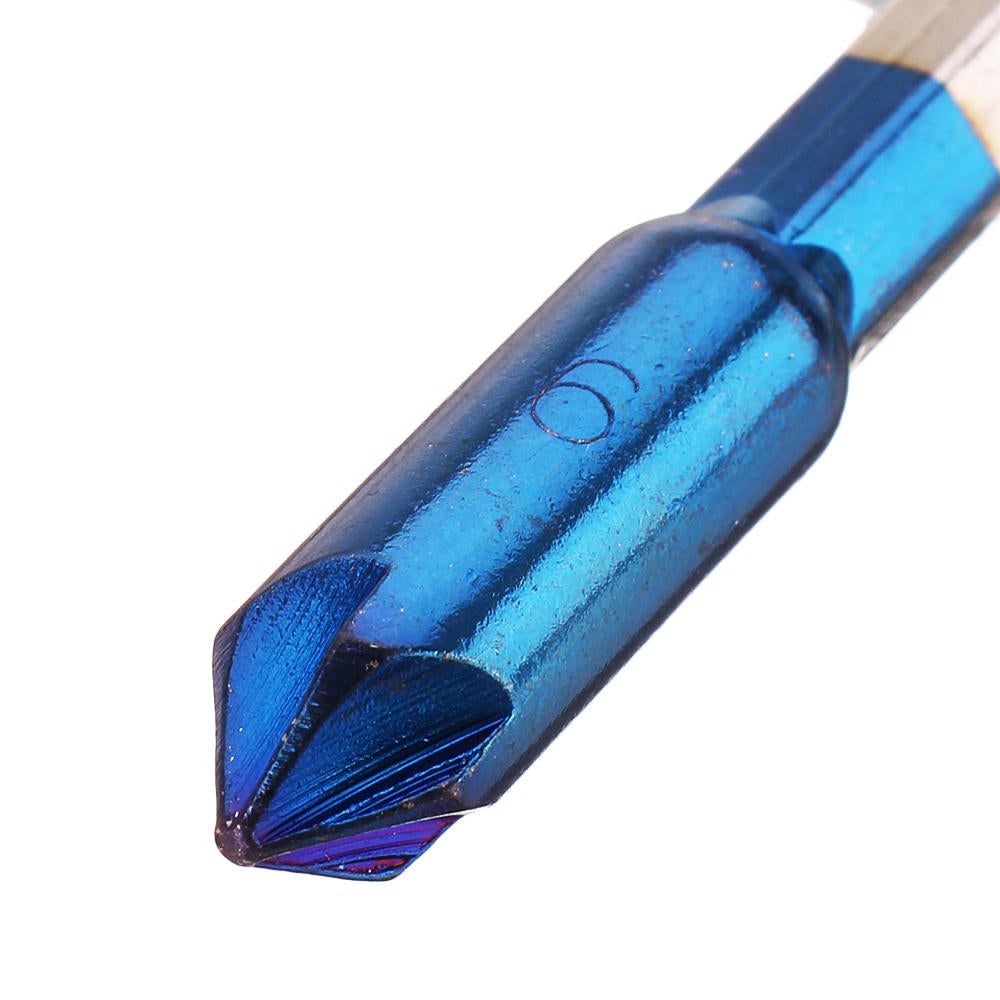 6pcs 6-19mm Countersink Drill Bit 5 Flutes Hex Shank Nano Blue Coated Chamfer Cutter Set
