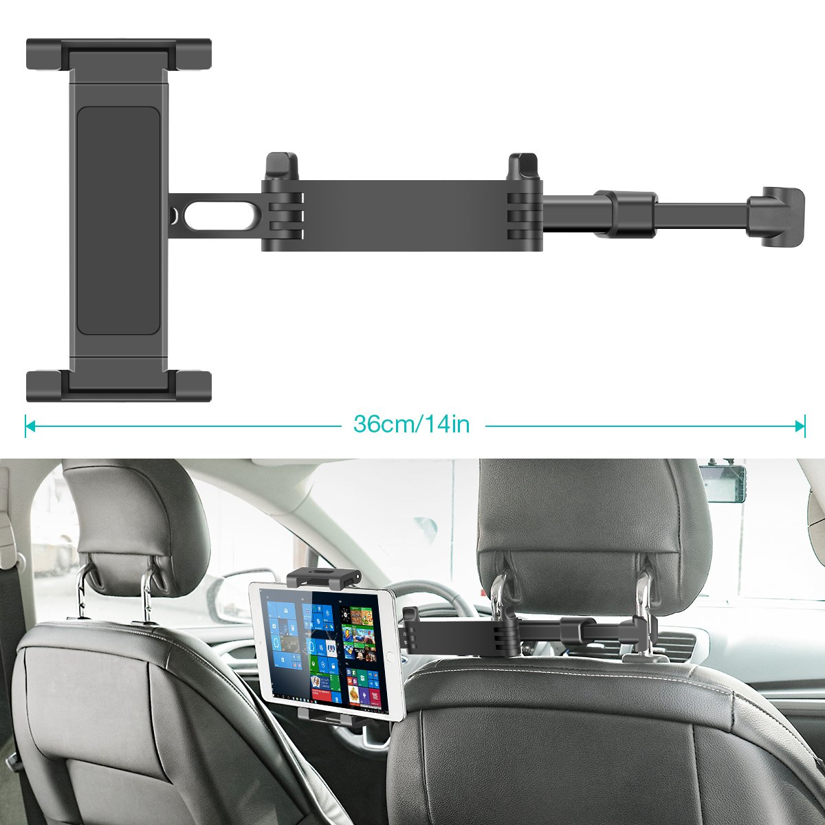 Universal Car Headrest Tablet Mount 360° Rotating Auto Seat Back Phone Holder Car Backseat