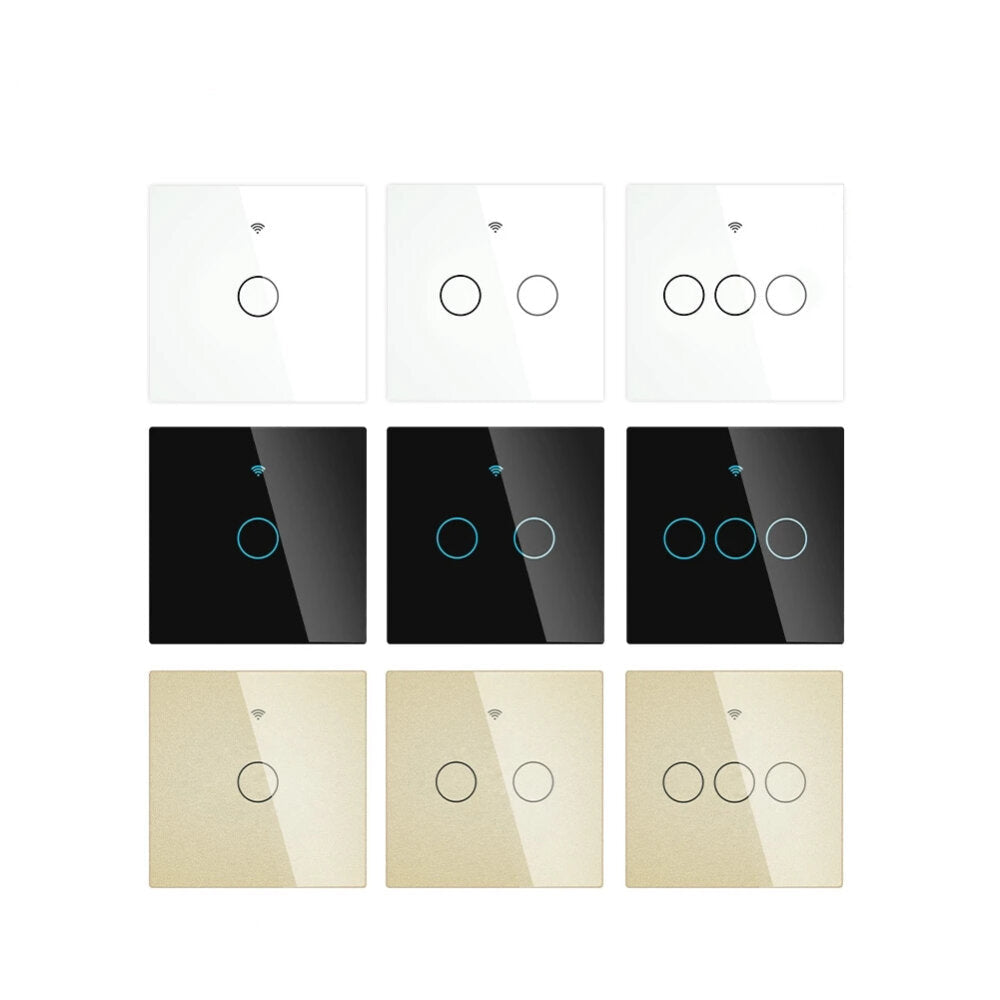 EU Wall Touch 250V 50/60Hz Smart Light Switch for Neutral Wire/No Neutral Wire No Capacitor Works with Alexa Google Hub Required