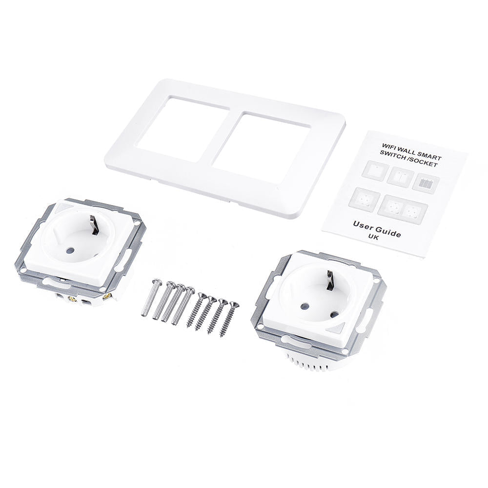 Dual DE EU WiFi Smart Light Wall Switch Socket Outlet Tuya Wireless Remote Control Work with Alexa Google Home