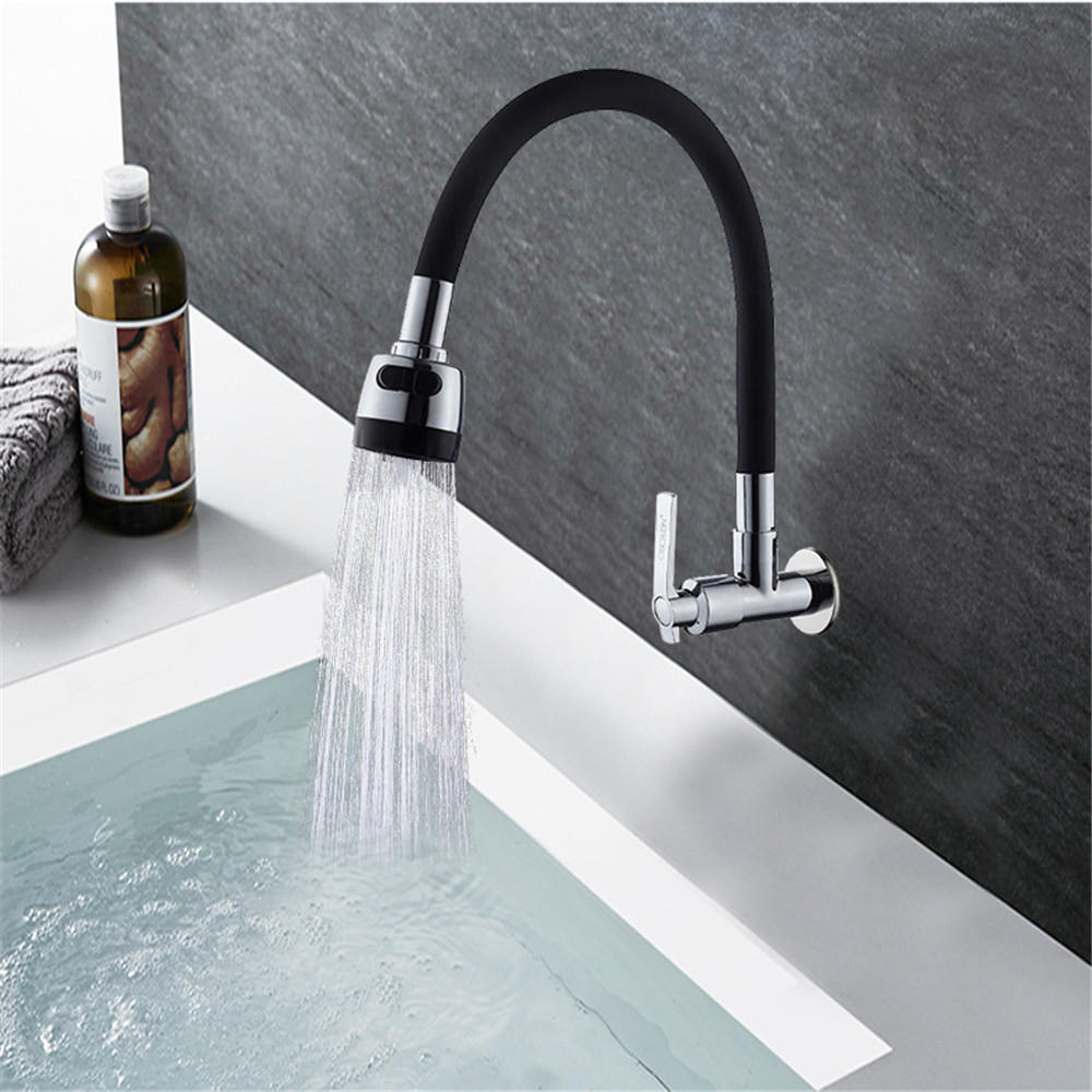 Bathroom Basin Sink Faucet 360 Degree Rotatable Spout Single Handle Cold Tap Wall Mounted