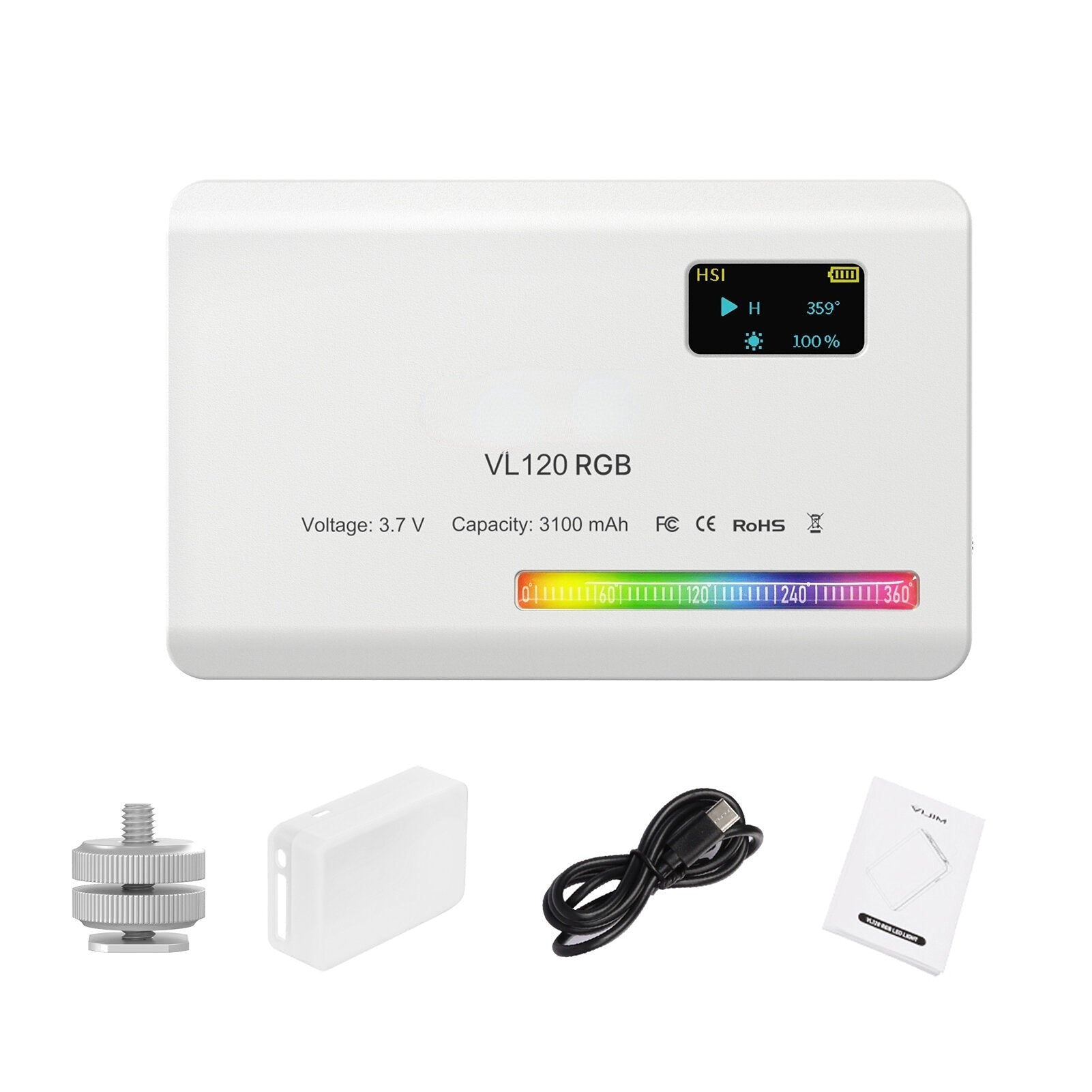 Video Light 2500K-9000K with Silicon Diffuser Camera Lamp CRI 95+ Smartphone Selfie Lighting Photography Live Broadcast